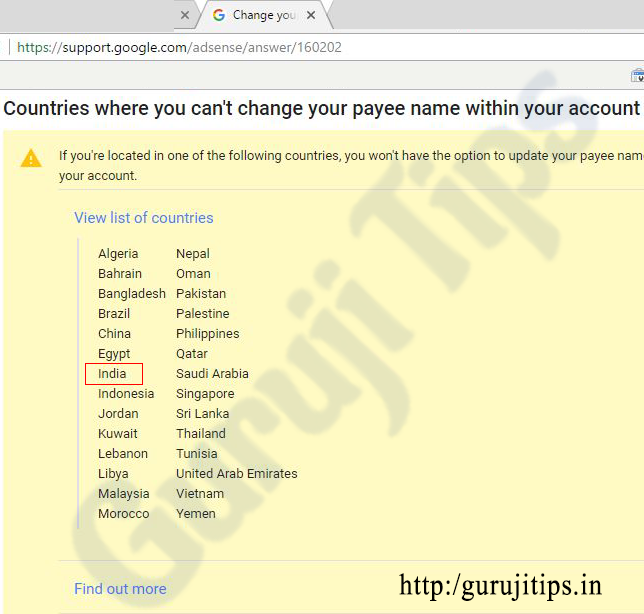 Payee name can't change in these countries